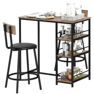 Homestar Komplet barske mize 3-delni z policami in 2 barskima stoloma 90x50x90,5 cm hrast