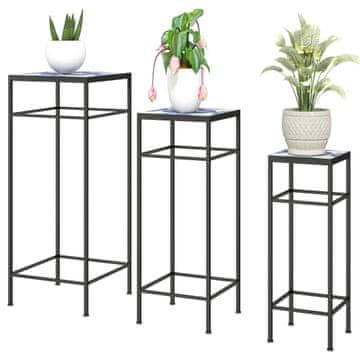 Homestar Set stojal za rastline 3 kosi 28x28x71 cm modro-bela kovina