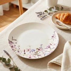 Northio Porcelanski desertni krožnik, bel cvetlični motiv, 20,5 cm