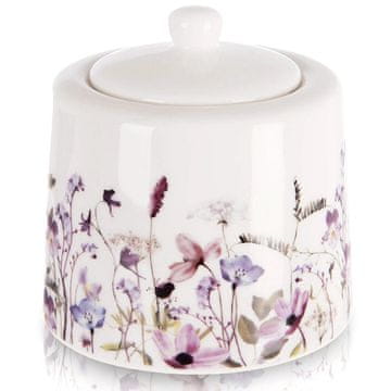 Northix Porcelanasta sladkornica s pokrovom, vzorec divjega cvetja, 320 ml