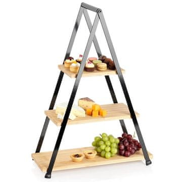 Northix 3-nadstropno bambusovo stojalo za torto z ročajem, višina 53 cm