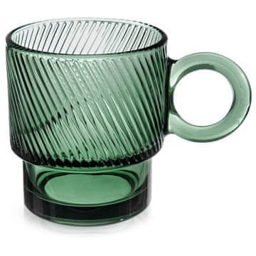 Northix Zelena rebrasta steklena skodelica z ročajem, 300 ml