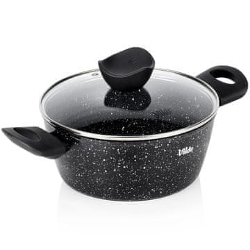 Northix Granitni lonec s premazom proti prijemanju in steklenim pokrovom, 20 cm, 2,2 l