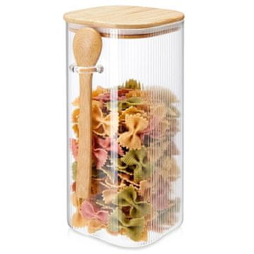 Northix Steklena posoda za shranjevanje hrane z bambusovim pokrovom, 1,5 l