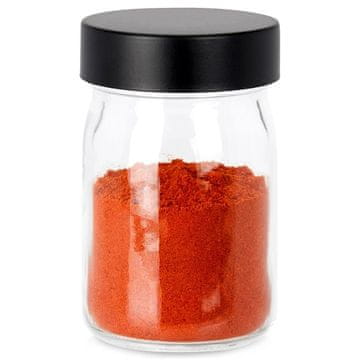 Northix Steklen kozarec za shranjevanje s črnim pokrovom, 250 ml