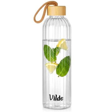 Northix Steklena steklenica za vodo 750 ml z bambusovim pokrovom
