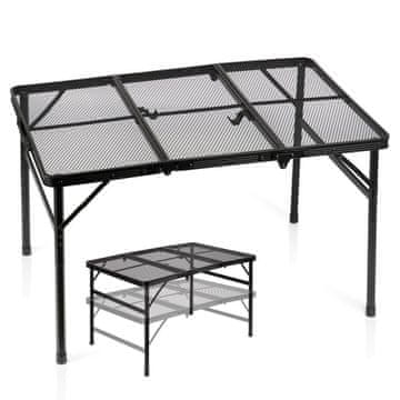 Northix Zložljiva aluminijasta kamping miza, črna, nastavljiva višina