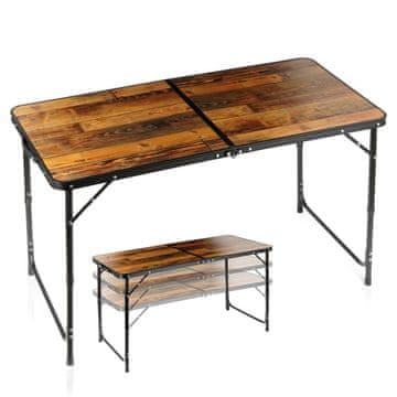 Northix Zložljiva aluminijasta kamping miza, nastavljiva višina 120x60 cm