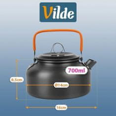 Northix Kamperski grelnik vode, aluminij, 700 ml, zložljiv ročaj