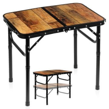 Northix Zložljiva aluminijasta kamping miza, nastavljiva višina 60x40 cm