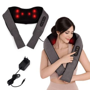 Northix Ogrevan masažer za vrat in hrbet Shiatsu s 3 stopnjami intenzivnosti