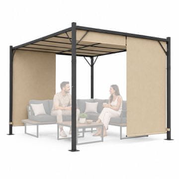 Northix Vrtna pergola 3x4M jekleni okvir z bež strehico