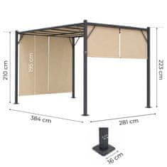 Northix Vrtna pergola 3x4M jekleni okvir z bež strehico