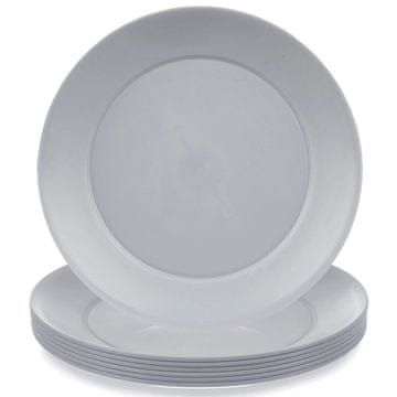 Northix Sivi plastični krožniki za večerjo, 23,5 cm, komplet 6 kosov
