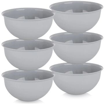Northix Komplet 6 sivih plastičnih skled, 13 cm, 500 ml