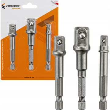 Vergionic komplet adapterjev za šesterokotne nastavke 1/2" 3/8" 1/4" 3-delni