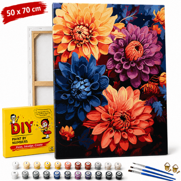 ERS Slika po številkah z okvirjem Barvite dalije 50x70 cm