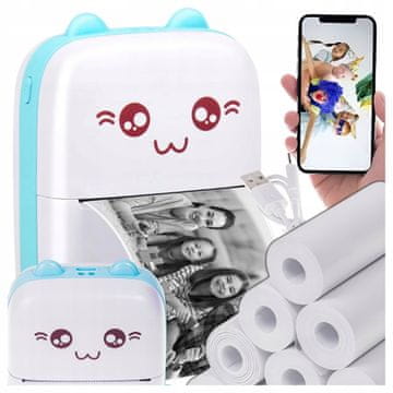 Termični tiskalnik DRUKUŚ za fotografije BLUETOOTH MINI CAT + 11 kosov tiskalnih rolic
