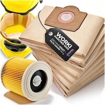 KARCHER WD3 200 MV3 VREČKE ZA SESALNIK 10X PAPIRNATE, 2-SLOJNE + FILTER