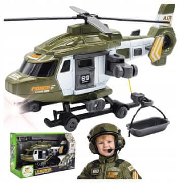 Interaktivna igrača VOJAŠKI HELIKOPTER z vitlom, LUČMI, ZVOKI