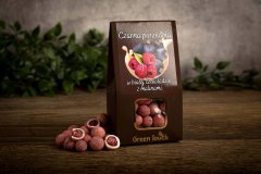 Liofiliziran črni ribez v beli čokoladi z malinami 80 g