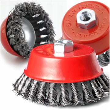 Žična krtača za sprednji brusilnik, pletena, žica M14, 4" 100 mm