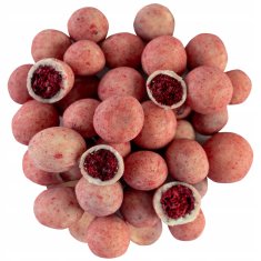 Liofiliziran črni ribez v beli čokoladi z malinami 200 g