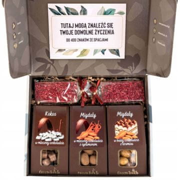 Darilni set v škatli, set sladkarij, mandljev, kokosa in čokolade