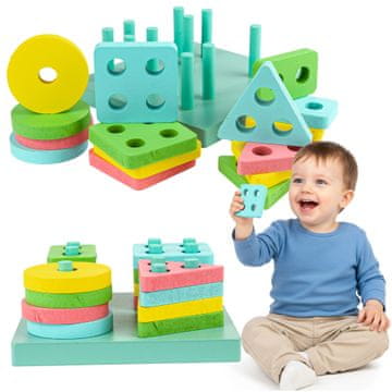 Leseni bloki ECO SORTER pastelni mali LOGIČNA UGANKA