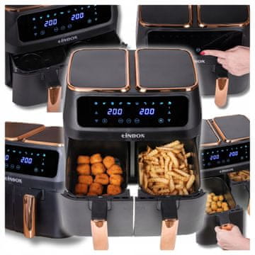 Box CVRTNIK BREZ MAŠČOB brez olja Velik cvrtnik na vroč zrak z 2 komorama 8 l 2500 W