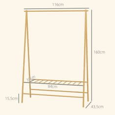 Homestar Obešalnik za plašče 116x43,5x160 cm naravni