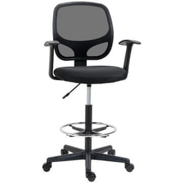 Homestar Pisarna stol, nastavljiv stol za risanje, 60x56x110-132 cm, črna