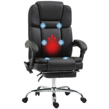 Homestar Pisarna stol ergonomski z masažo in naslonjalom za noge, nastavljiv naklon, 66x67x118-126 cm, črna
