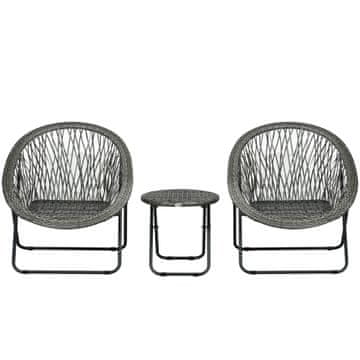 Homestar Vrtni garnitura zložljiva miza in 2 stola 76x77x78 cm siva