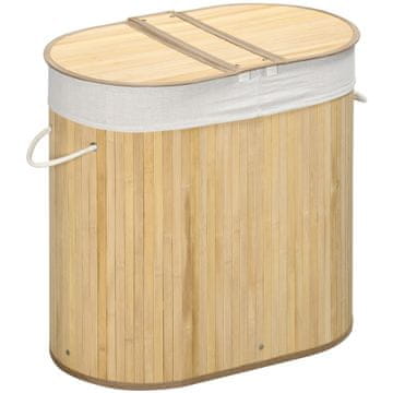 Homestar Košara za perilo 2 predelka 62,5x37x60,5 cm naravna
