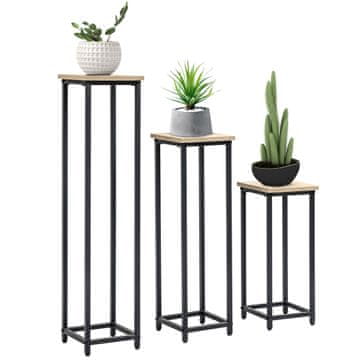 Homestar Komplet stojal za rastline 3-delni 21x21x50 cm 21x21x70 cm 21x21x90 cm Črno rjava