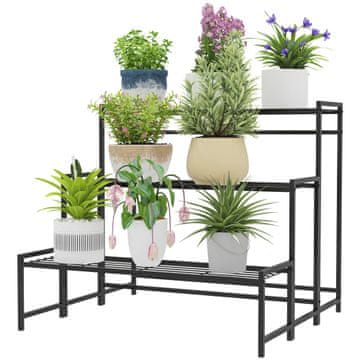 Homestar Stojalo za rastline 3-nadstropno 75x70x66 cm črno