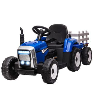 Homestar Električni traktor na akumulator s prikolico 136,5x50x52,5 cm modre barve