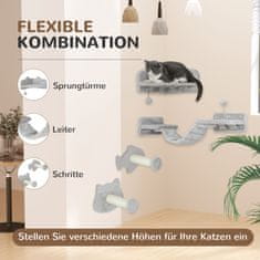 Homestar Komplet za plezalno steno za mačke 4-delni z lestvijo, stopnicami in platformami 90x26x12,5 cm siva