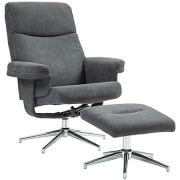 Homestar Naslanjač z naslonjalom za noge 78x85x106 cm temno siva