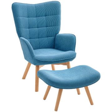 Homestar Fotelj z otomansko 72x80x101 cm modra