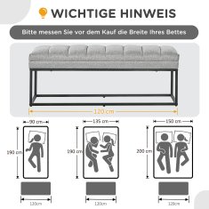 Homestar Klop za sedenje oblazinjen 120x44x45,5 cm siva