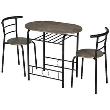 Homestar Jedilna miza Bistro z 2 stoli, 80x53x74,5 cm, črna