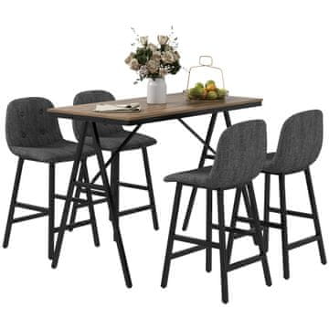 Homestar Jedilna miza z 5-delnim kompletom, 120x60x91 cm, temno siva