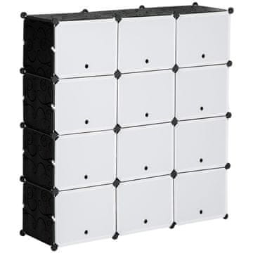 Homestar Omara za čevlje 12-kocka modularna enota za shranjevanje 125x32x125 cm črno-bela