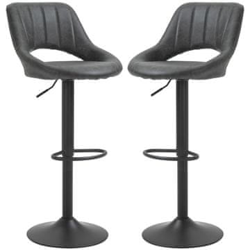 Homestar Set barskih stolov, vrtljiv, nastavljiv, kuhinjski stoli, 44x49x90-110 cm, siva