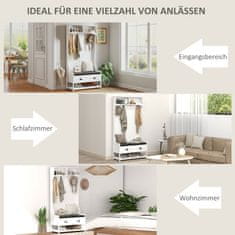 Homestar Obešalnik za plašče z klopjo za čevlje 89x42x172 cm, bela in siva