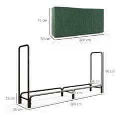 Homestar Stojalo za drva 200x36x99 cm Črno