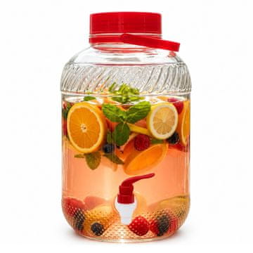 Northix Steklen dozator pijač s pipo, 10 l – rdeč