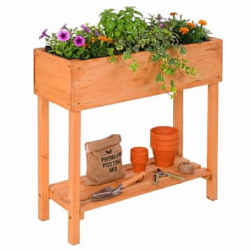 Northix Lesena dvignjena vrtna greda s polico, 80x80x30 cm